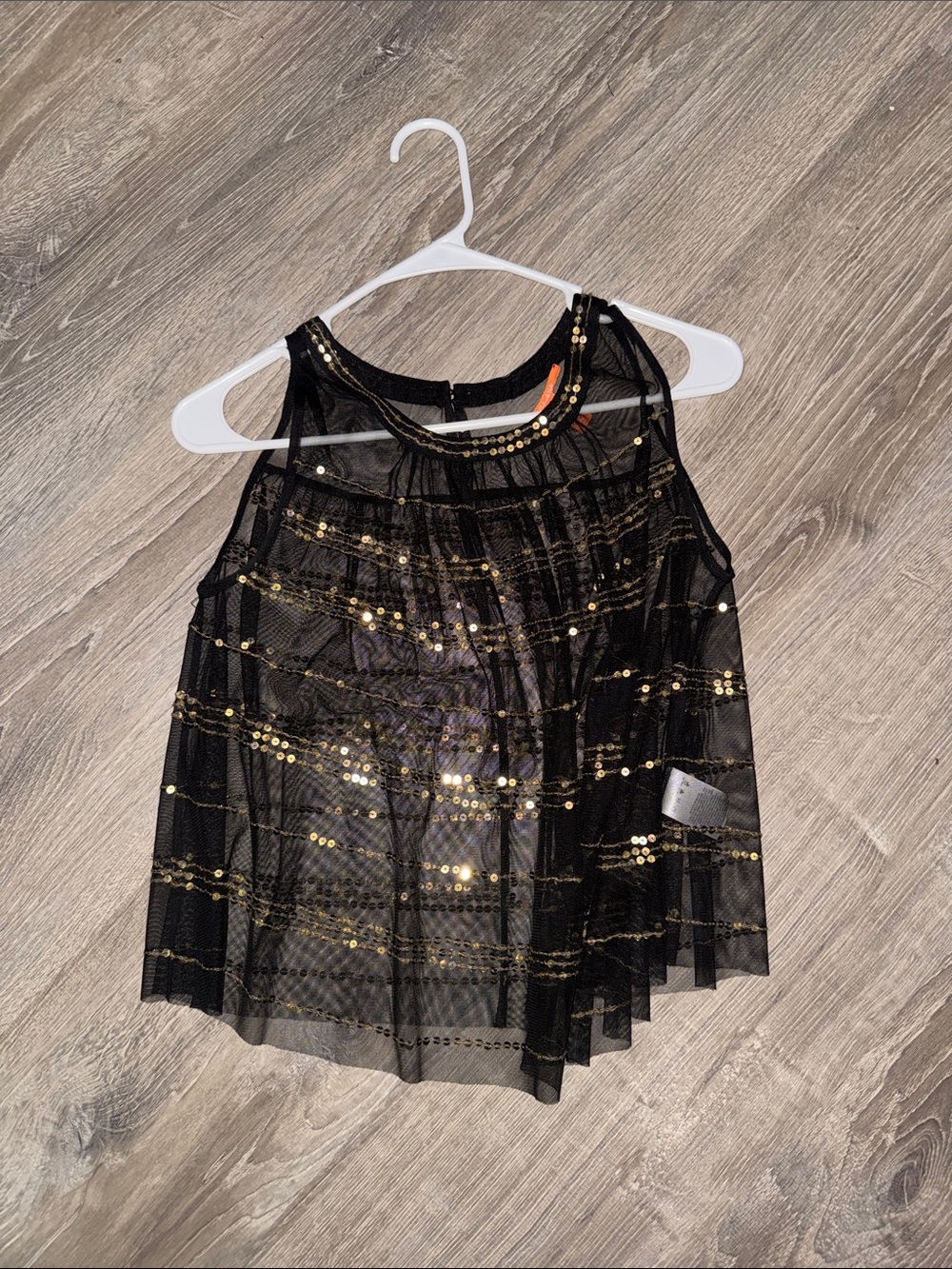 Black Sheer Sequin Camisole Tank Top